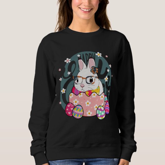 Camo Bunny Easter Egg Camouflage Glasses Easter Da Trui (Voorkant)