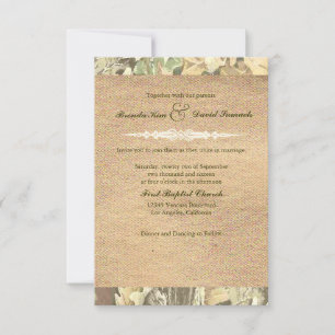 Camo Burlap Wedding Invitation Kaart