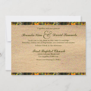 Camo Burlap Wedding Invitation Kaart
