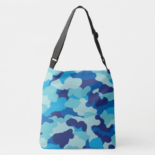  Camo Camouflage Blauw Groene Wolken Crossbody Tas (Achterkant)