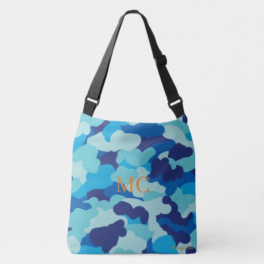  Camo Camouflage Blauw Groene Wolken Crossbody Tas (Voorkant)