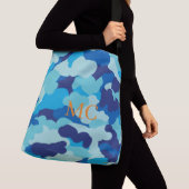  Camo Camouflage Blauw Groene Wolken Crossbody Tas (Dichtbij)