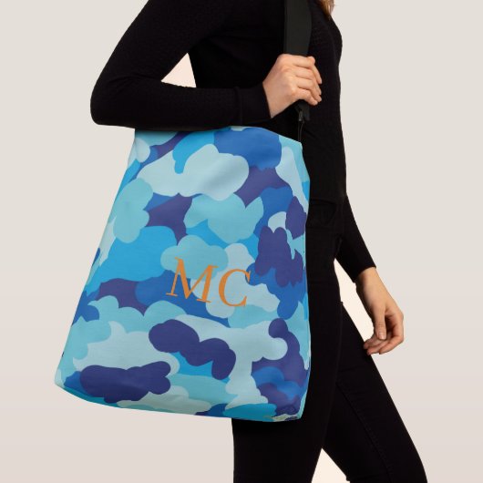  Camo Camouflage Blauw Groene Wolken Crossbody Tas (Dichtbij)