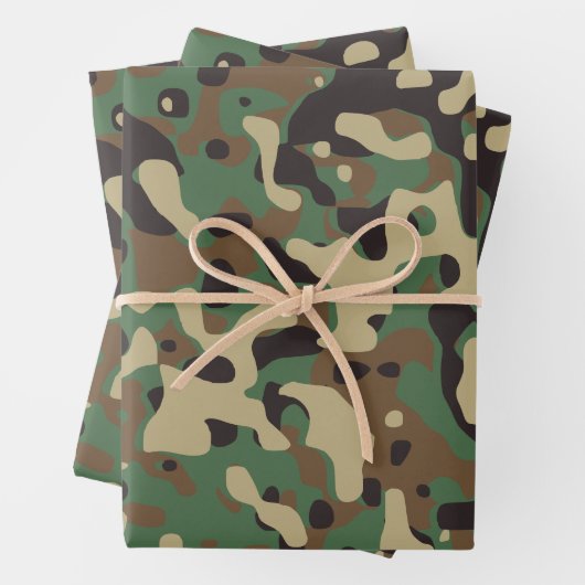 Camo Camouflage Groen Bruin Beige Leger Inpakpapier Vel (In situ)