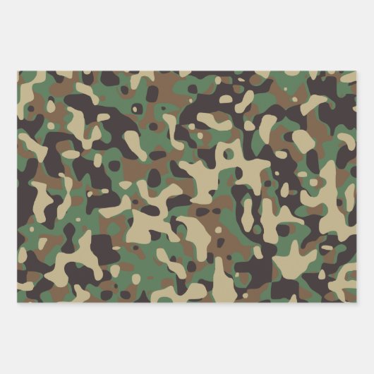 Camo Camouflage Groen Bruin Beige Leger Inpakpapier Vel (Voorkant)