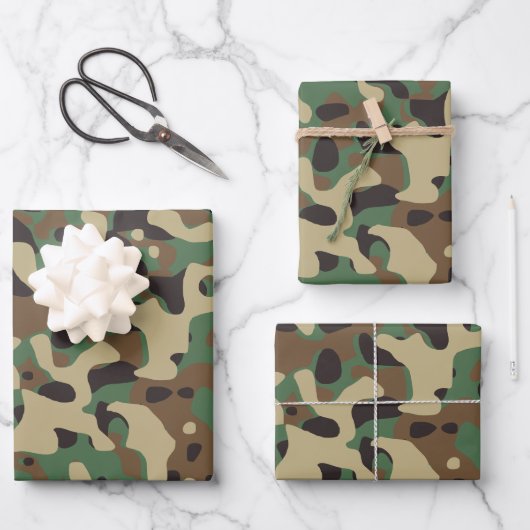 Camo Camouflage Groen Bruin Beige Leger Inpakpapier Vel (Voorkant)