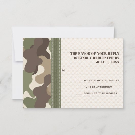 Camo Camouflage Heart RSVP Responskaarten (Achterkant)