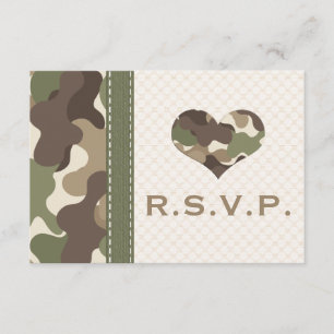 Camo Camouflage Heart RSVP Responskaarten Kaartje