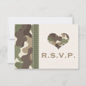 Camo Camouflage Heart RSVP Responskaarten Kaartje (Voorkant)