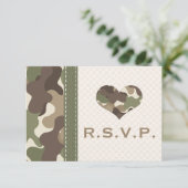 Camo Camouflage Heart RSVP Responskaarten Kaartje (Staand voorkant)