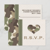 Camo Camouflage Heart RSVP Responskaarten Kaartje (Voorkant / Achterkant)