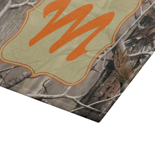 Camo Camouflage Hunti Monogram Glass Cutting Board Snijplank (Hoek)