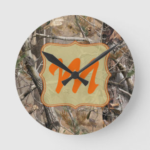 Camo Camouflage Huntin Monogram Initialen wandklok