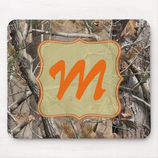 Camo Camouflage Hunting Monogram Initiaal Muismat (Voorkant)