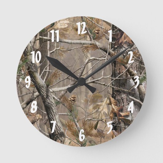 Camo Camouflage jaagt Real Tree Hunt Wall Clock Ronde Klok (Voorkant)