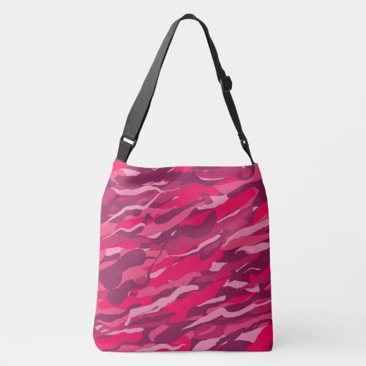 Camo Camouflage leeuw Zebra Patroon Roze Paarse Crossbody Tas (Achterkant)