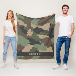 Camo Camouflage Militair Khaki Groen Tan Monogram Fleece Deken