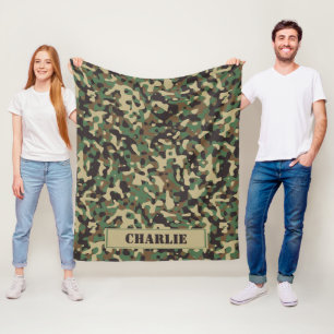 Camo camouflage patroon gepersonaliseerde naam fleece deken