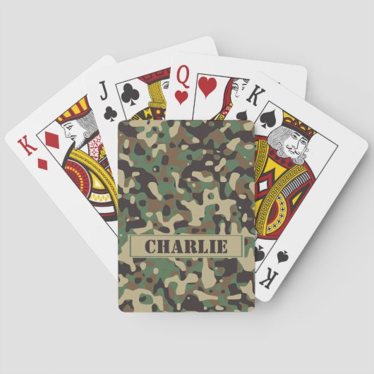 Camo camouflage patroon gepersonaliseerde naam pokerkaarten (Achterkant)