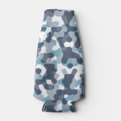 Camo camouflage patroon in blauwe tinten flesjeskoeler (Voorkant)