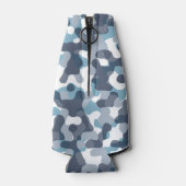 Camo camouflage patroon in blauwe tinten flesjeskoeler (Achterkant)