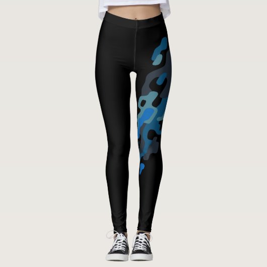  Camo Camouflage Streak Blauw Leggings (Voorkant)