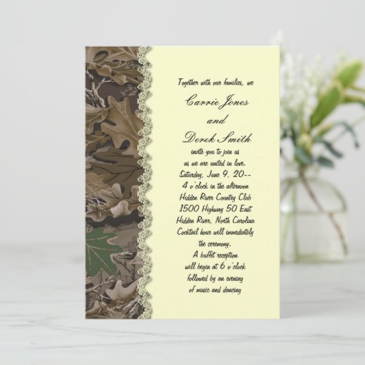 Camo Camouflage Wedding Uitnodiging (Staand voorkant)