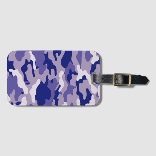 Camo Camping Hunting Blue Camouflage Bagagelabel (Voorkant (horizontaal))