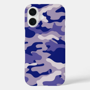 Camo Camping Hunting Blue Camouflage iPhone 16 Hoesje