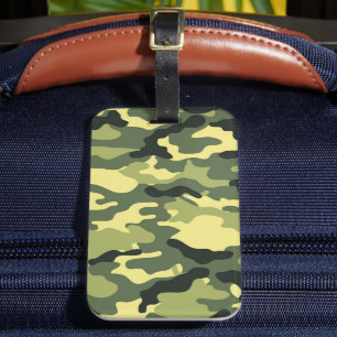 Camo Camping Hunting Green Camouflage Bagagelabel