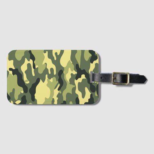 Camo Camping Hunting Green Camouflage Bagagelabel (Voorkant (horizontaal))