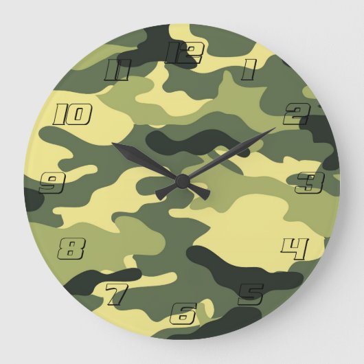 Camo Camping Hunting Green Camouflage Grote Klok (Voorkant)