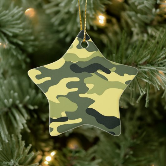Camo Camping Hunting Green Camouflage Keramisch Ornament (Boom)
