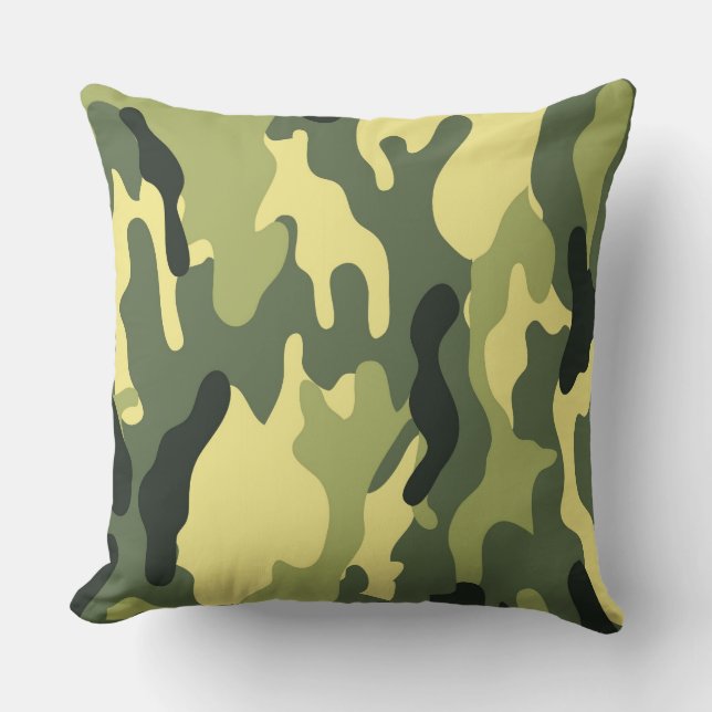 Camo Camping Hunting Green Camouflage Kussen (Voorkant)