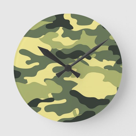 Camo Camping Hunting Green Camouflage Ronde Klok (Voorkant)