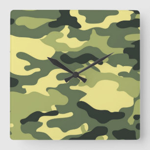 Camo Camping Hunting Green Camouflage Vierkante Klok