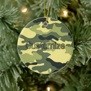 Camo Camping Jagen Groene Camouflage Aanpassen Keramisch Ornament