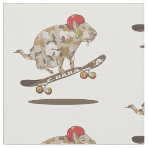 Camo Capybara Skateboarding Stof
