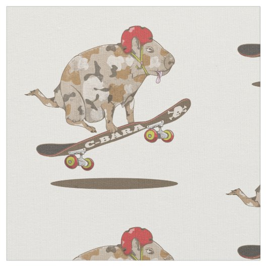 Camo Capybara Skateboarding Stof (Close Up)