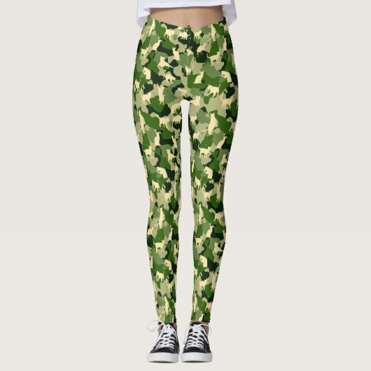 Camo Cats Green Leggings (Voorkant)