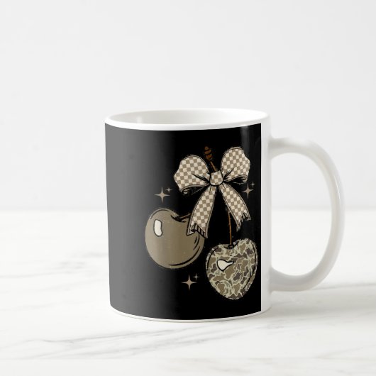 Camo Checkered Cherry Bow, Hunting,checkered Patte Koffiemok (Rechts)