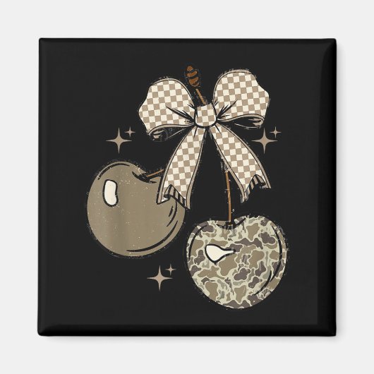 Camo Checkered Cherry Bow, Hunting,checkered Patte Magneet (Voorkant)