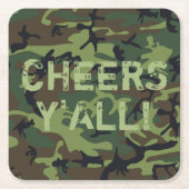 Camo Cheers Y'All Kartonnen Onderzetters (Voorkant)