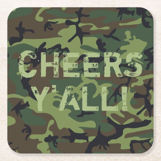Camo Cheers Y'All Kartonnen Onderzetters (Voorkant)