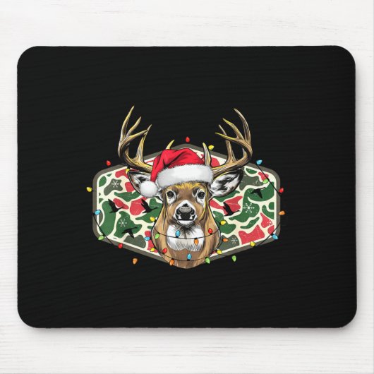 Camo Christmas Santa Deer Hunting Season Holiday O Muismat (Voorkant)