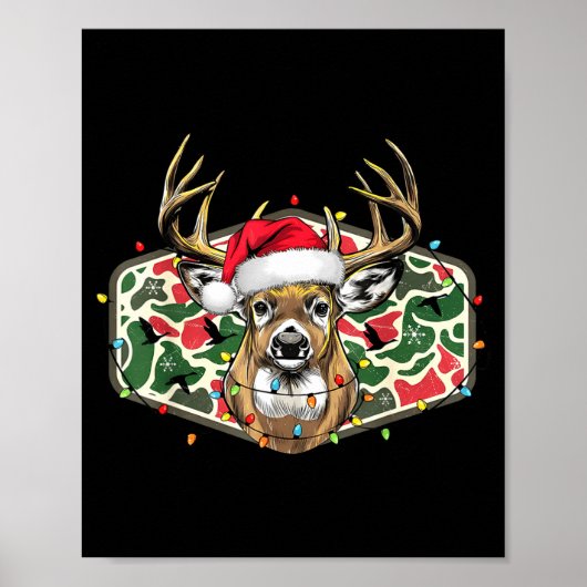 Camo Christmas Santa Deer Hunting Season Holiday O Poster (Voorkant)