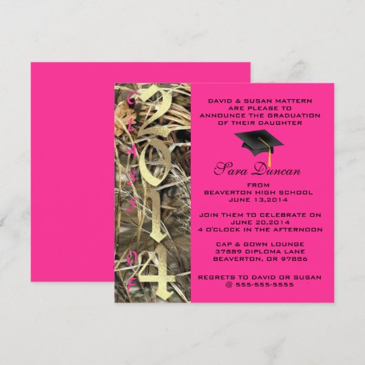 Camo Classic Elegant 2014 Afstuderen Uitnodiging (Voorkant / Achterkant)