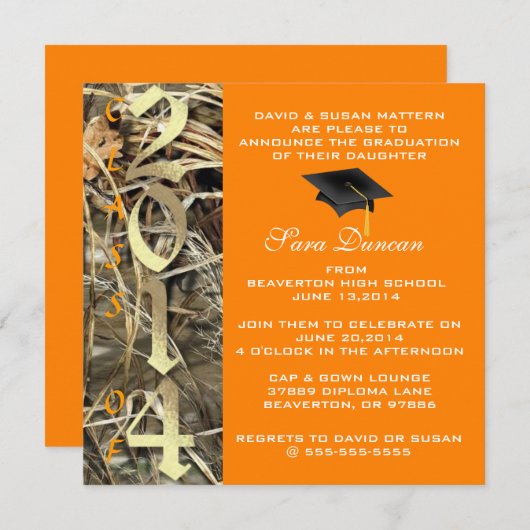 Camo Classic Elegant 2014 Afstuderen Uitnodiging (Voorkant / Achterkant)