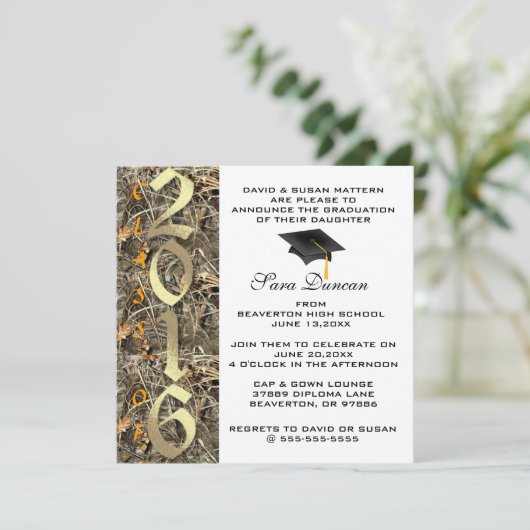 Camo Classic Elegant 2016 Afstuderen Uitnodiging (Staand voorkant)