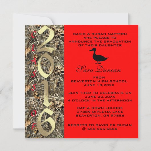 Camo Classic Elegant 2016 Afstuderen Uitnodiging (Voorkant)